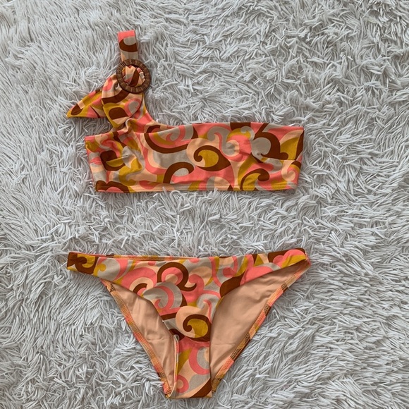 NWT Zimmerman Mae tie shoulder bikini set in swirl sz 2 (6-8) - Picture 7 of 11